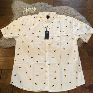 Visive Mens Shirt Size 2XL Taco Short Sleeve Button Up Novelty White New